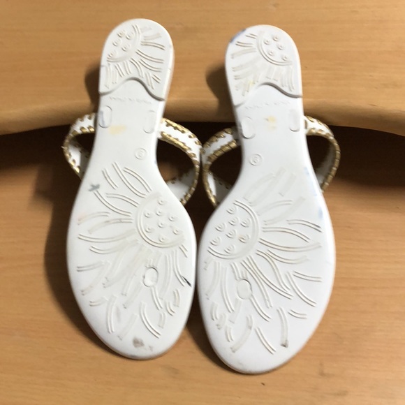 Jack Rogers white jelly flip-flop gold whip stitch 9 - Picture 8 of 15